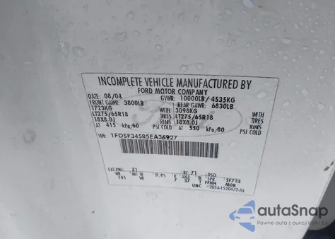 2005 Ford F-350 Xl/Xlt из США, поврежденный, VIN 1FDSF34585EA36927